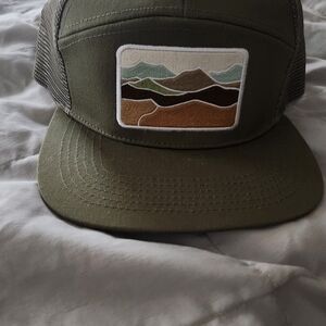 HUMBLE Brand ...Olive Green Trucker Hat with Mountain Patch